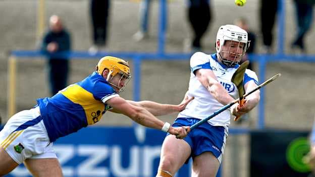 Shane Bennett of Waterford is tackled by Conor Stakelum of Tipperary during the Allianz Hurling League Division 1A match between Waterford and Tipperary at Azzuri Walsh Park in Waterford. Photo by Ray McManus/Sportsfile.