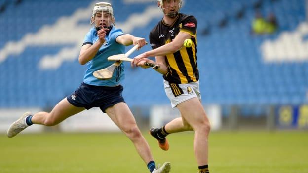 Oisin Henderson, Kilkenny, and Tom Higgins, Dublin, in Electric Ireland Leinster MHC Final action. Photo by Tom Beary/Sportsfile