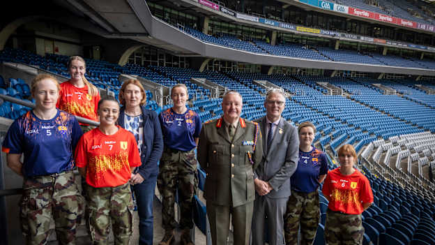 Former Laois footballer, and seven-time All-Star, Sue Ramsbottom pictured at the unveiling of the new Óglaigh na hÉireann GAA jerseys in Croke Park. 