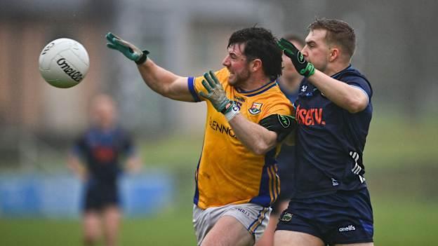 Cathal McCabe, Longford, and Manus McFadden, Tipperary, in Allianz Football League Division Four action. Photo by Tyler Miller/Sportsfile