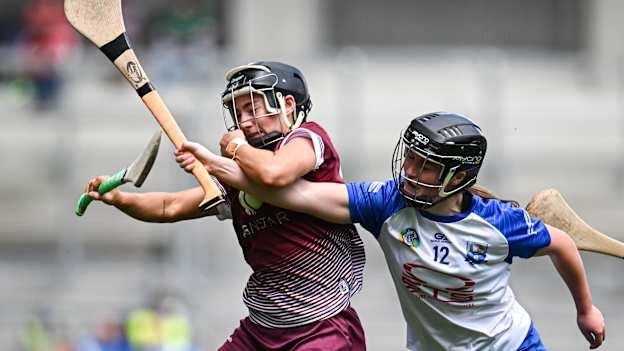 Aoife Donohue, Galway, and Alannah McNulty, Waterford, in action at Croke Park. Photo by Seb Daly/Sportsfile