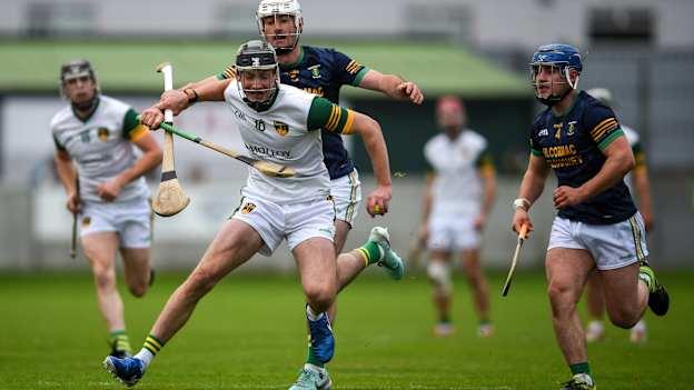 Dan Ravenhill, Ballinamere, and Jordan Quinn, Kilcormac-Killoughey, in Offaly SHC Final action at Glenisk O'Connor Park. Photo by Tom Beary/Sportsfile