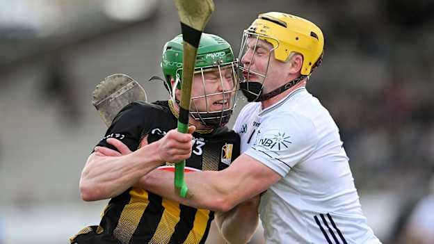 Martin Keoghan of Kilkenny in action against Simon Leacy of Kildare during the Leinster GAA Senior Hurling Championship Round 4 match between Kilkenny and Kildare at UPMC Nowlan Park in Kilkenny. Photo by Paul Phelan/Sportsfile.