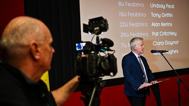 Brian Tyers of TG4 speaking at the launch of TG4's award-winning Laochra Gael series, produced by Nemeton TV, at the Light House Cinema in Dublin. Photo by Tyler Miller/Sportsfile.