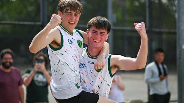 Kevin McGrath and Thomas Finn from Team Ireland celebrate their win in the doubles. Photo by Stephen Marken