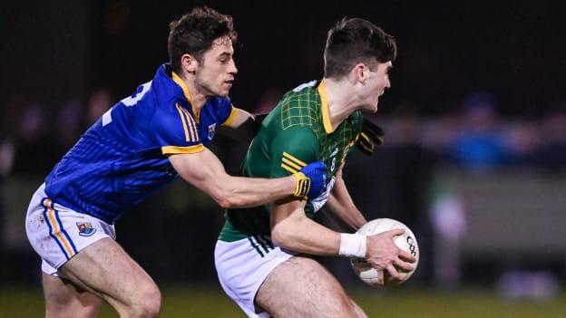 Diarmuid Moriarty, Meath, and Joseph Hagan, Longford,  in action at Ashbourne. Photo by Ramsey Cardy/Sportsfile