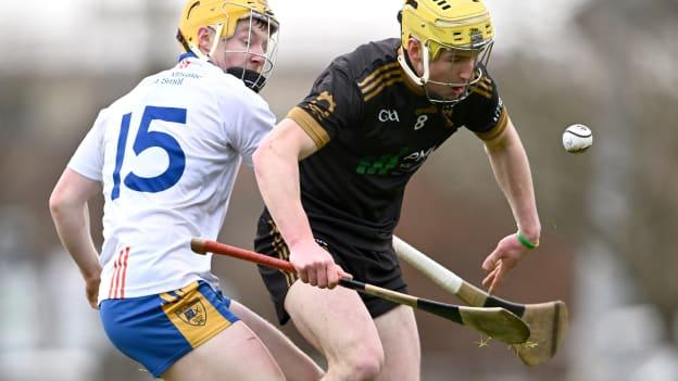 Paddy Donnellan, TUS Midwest, and Shane Meehan, Mary I, in Electric Ireland Fitzgibbon Cup action. Photo by Piaras Ó Mídheach/Sportsfile
