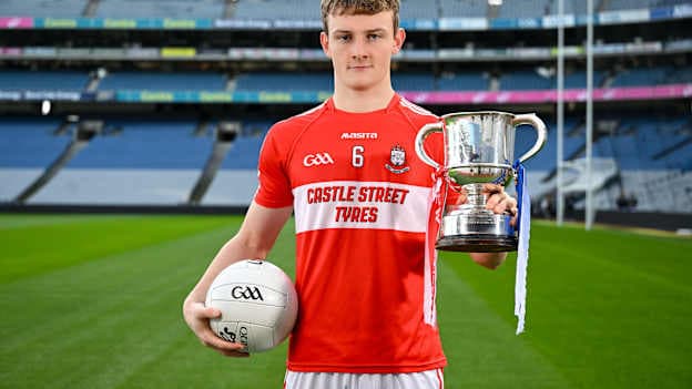 Eoghan Carthy of Roscommon CBS, ahead of their Masita All-Ireland Post Primary Schools B Football Final against Patrician Carrickmacross, Monaghan, during the Masita All-Ireland Post Primary Schools Finals Captains Call at Croke Park in Dublin. Photo by Stephen McCarthy/Sportsfile.