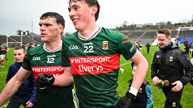 Kobe McDonald of Mayo leaves the field after his side's victory in the Allianz Football League Division 1 match between Monaghan and Mayo at St Tiernach's Park in Clones, Monaghan. Photo by Sam Barnes/Sportsfile