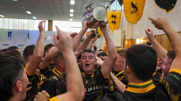 Western Australia captain Kevin Palmer celebrating with his teammates following their hurling championship final victory. Photo credit: An Astráil.