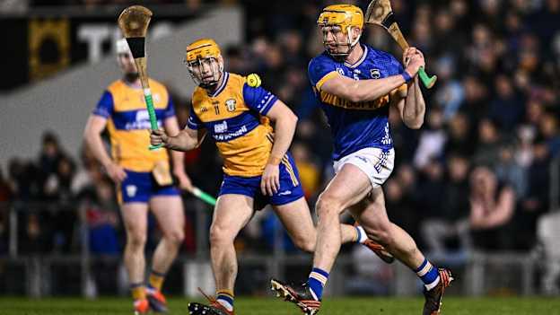 Ronan Maher of Tipperary in action against Robin Mounsey of Clare during the Allianz Hurling League Division 1A match between Tipperary and Clare at FBD Semple Stadium in Thurles, Tipperary. Photo by Ben McShane/Sportsfile.