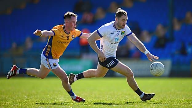Dean Healy of Wicklow in action against Cian Brady of Longford during the Leinster GAA Football Senior Championship round one match between Longford and Wicklow at Glennon Brothers Pearse Park in Longford. Photo by Ray McManus/Sportsfile.