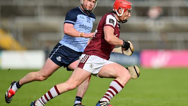 Conor Whelan, Galway, and Conor McHugh, Dublin, in Leinster SHC action. Photo by Mark Kavanagh/Sportsfile