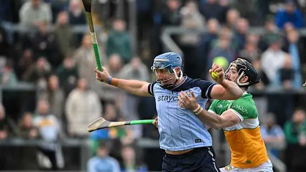 John Hetherton, Dublin, and Ben Conneely, Offaly, in Leinster SHC action. Photo by Sam Barnes/Sportsfile