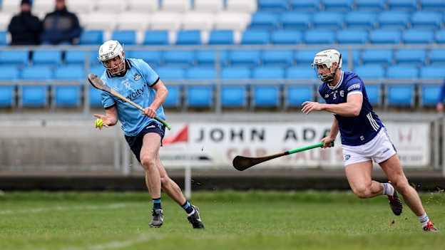 Darragh Power of Dublin on his way to scoring his side's first goal during the Allianz Hurling League Division 1B match between Laois and Dublin at Laois Hire O'Moore Park in Portlaoise, Laois. Photo by Thomas Flinkow/Sportsfile