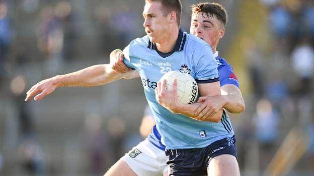 Peadar Ó Cofaigh Byrne of Dublin in action against Tiarnan Madden of Cavan during the GAA Football All-Ireland Senior Championship Round 2 match between Cavan and Dublin at Kingspan Breffni in Cavan. Photo by Ramsey Cardy/Sportsfile