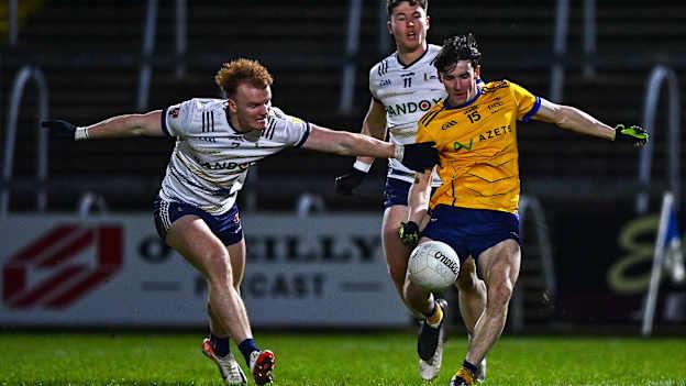 Tom Prior of DCU Dóchas Éireann in action against Danny Magill, left, and Ronan McCaffrey of Ulster University during the Electric Ireland Higher Education GAA Sigerson Cup semi-final match between Ulster University and DCU Dóchas Éireann at Kingspan Breffni Park in Cavan. Photo by Tyler Miller/Sportsfile.