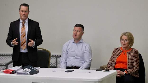 Left to right: Donegal GAA Hurling Officer, Cormac Hartnett, GAA National Head of Hurling, William Maher, and Donegal GAA Chairperson, Mary Coughlan. 