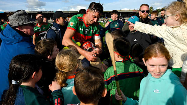 Peter Duggan of Clooney Quin signs for autograph hunters after the Clare County Senior Club Hurling Championship semi-final match between Ballyea and Clooney Quin at Zimmer Biomet Páirc Chíosóg in Ennis, Clare. Photo by Ray McManus/Sportsfile.