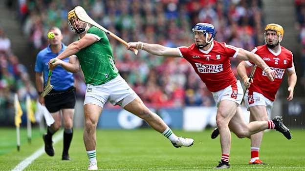 Tom Morrissey, Limerick, and Seán O Donoghue, Cork, in action at Croke Park. Photo by Ray McManus/Sportsfile
