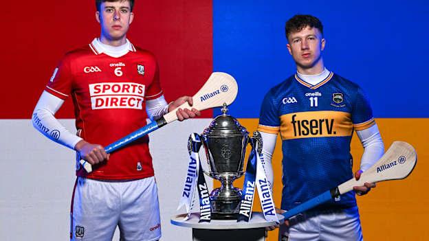 Rob Downey, Cork, and Jake Morris, Tipperary, pictured ahead of the Allianz Hurling League Final. Photo by Brendan Moran/Sportsfile