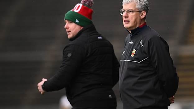 Stephen Rochford and Kevin McStay pictured during Mayo's Allianz Football League game against Tyrone. Photo by Piaras Ó Mídheach/Sportsfile