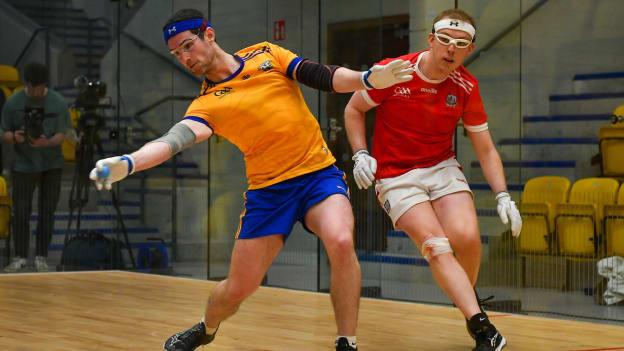 Diarmaid Nash in action in the oneills.com men's All-Ireland Senior Doubles handball final. 