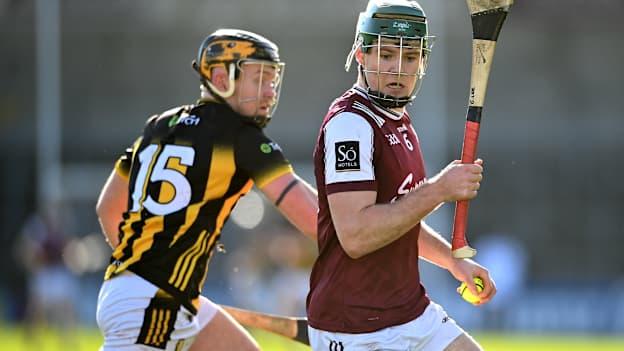 Gavin Lee, Galway, and Gearoid Dunne, Kilkenny, in Allianz Hurling League action. Photo by David Fitzgerald/Sportsfile