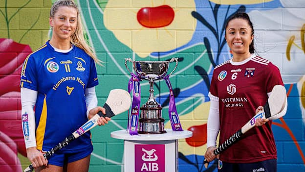Pictured are AIB ambassadors Kate Wall (St Finbarr's) and Dervla Higgins (Athenry) ahead of the AIB Camogie All-Ireland Senior Club Championship Final between St Finbarr's and Athenry. 