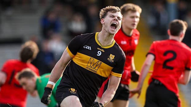 Mark O'Shea of Dr Crokes celebrates after scoring his side's first goal during the Kerry County Senior Football Championship final match between Dr Crokes and Kenmare Shamrocks at Fitzgerald Stadium in Killarney, Kerry. Photo by Michael P Ryan/Sportsfile.