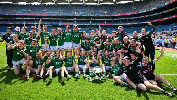 The Fermanagh players and manager with Lory Meagher Cup after the Lory Meagher Cup final match between Fermanagh and Longford at Croke Park in Dublin. Photo by Ray McManus/Sportsfile.
