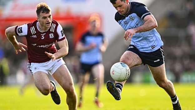 Ross McGarry, Dublin, and Liam Silke, Galway, in Allianz Football League action earlier this year. Photo by Piaras Ó Mídheach/Sportsfile