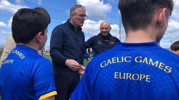 GAA President Jarlath Burns speaking in Galicia last year.