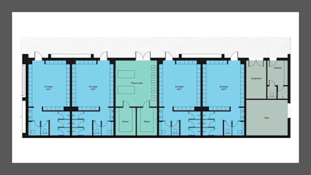 Floor plans for the facilities wing of Áras Mhíchíl Uí Mhuircheartaigh. 