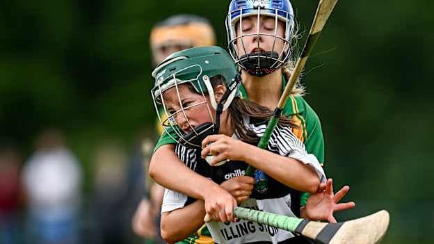 Róisín Herlihy of Granagh Ballingarry in action against Holly Ryan of Bennettsbridge during the John West Féile na nGael Camogie and Hurling Division One Finals at Hailo Tiles Wexford GAA Centre of Excellence in Ferns, Wexford. Photo by Harry Murphy/Sportsfile