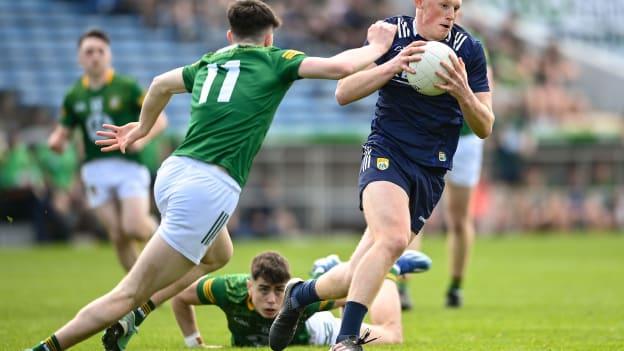 Rob Stack, Kerry, and Rian Stafford, Meath, in EirGrid All-Ireland U20 Championship Semi-Final action. Photo by David Fitzgerald/Sportsfile