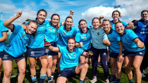 Dublin players celebrating following the Very Camogie League Division 1B Final.