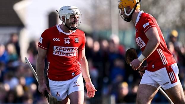 Cork's Patrick Horgan and Declan Dalton celebrate after a goal against Clare in the Allianz Hurling League at Cusack Park. Photo by Piaras Ó Mídheach/Sportsfile