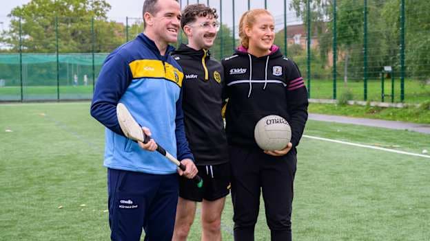 Pictured left to right are Dublin manager Ger Brennan, Gaelic Games Europe Nordics representative and Stockholm Gaels clubpeson, Niall Blackewell, and Galway camogie star Aoife Keane. 