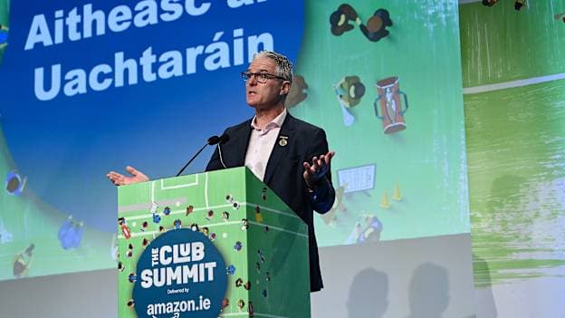 GAA President Jarlath Burns speaking at The Club Summit delivered by amazon.ie.