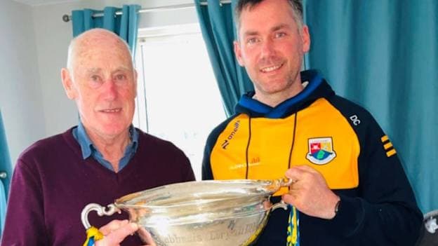 Longford manager Diarmuid Cahill and his father and Longford team coach, Dinny, pictured with the Lory Magher Cup. 