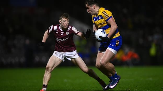 Enda Smith, Roscommon, and Dylan McHugh, Galway, in Allianz Football League action earlier this year. Photo by Ben McShane/Sportsfile