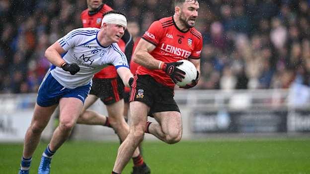 Fergal Conway, Celbridge, and Alex Beirne, Naas, in Kildare SFC Final action at Cedral St Conleth's Park. Photo by Piaras Ó Mídheach/Sportsfile