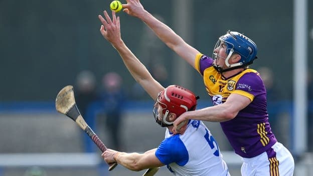 Jack Fagan of Waterford in action against Charlie McGuckin of Wexford during the Allianz Hurling League Division 1 Group A match between Waterford and Wexford at Walsh Park in Waterford. Photo by Seb Daly/Sportsfile.