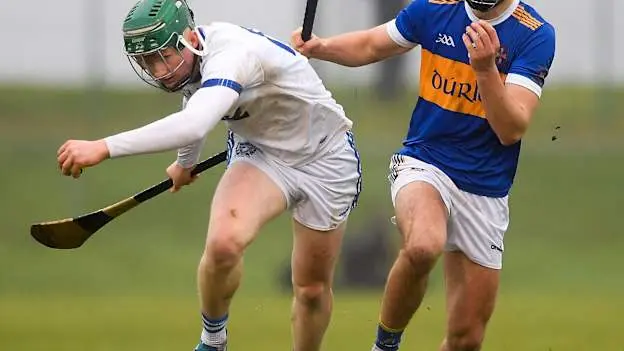 Harry Doherty of St Flannans in action against Euan Murray of Thurles CBSduring the Dr Harty Cup final match between Thurles CBS and St Flannans Ennis at Mallow GAA Complex in Cork. Photo by John Sheridan/Sportsfile.