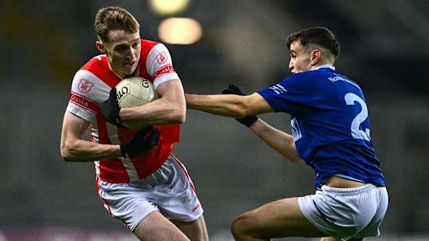 Eoin Kennedy, Cuala, and Tadgh McDonnell, Ardee St Mary's, in AIB Leinster Club SFC Final action at Croke Park. Photo by Ben McShane/Sportsfile