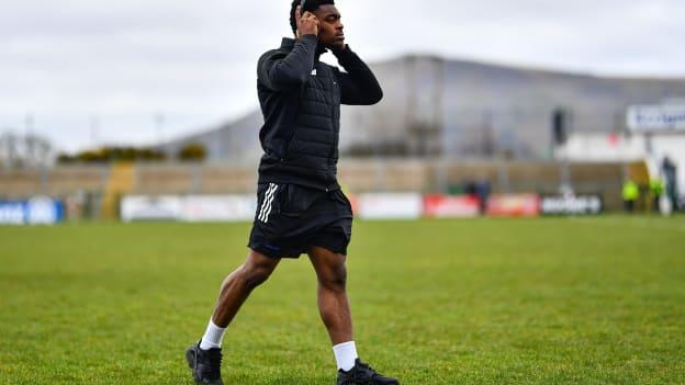 Ikem Ugwueru of Clare before the 2023 Allianz Football League Division 2 match between Derry and Clare at Derry GAA Centre of Excellence in Owenbeg, Derry. Photo by Ben McShane/Sportsfile