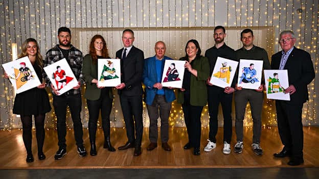 Attendees, from left, Kilkenny's Grace Walsh, Down's Marty Clarke, Kerry's Louise Ní Mhuircheartaigh, GAA Director of Communications Alan Milton, Galway's Cyril Farrell, Ard Stiúrthóir TG4 Deirdre Ní Choistín, Antrim's Neil McManus, Dublin's Kevin McManamon and Offaly's Pádraig Horan at the launch of TG4's award-winning Laochra Gael series at the Light House Cinema in Dublin. The biography series returns with eight new legends of Gaelic Games profiled for Season 24, with the first episode airing on January 22nd. Photo by Tyler Miller/Sportsfile.