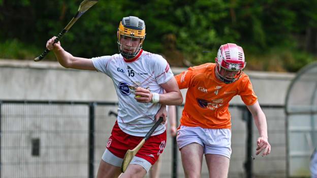 Shea Monroe in action for Tyrone against Armagh in the 2024 Electric Ireland Celtic Challenge. 