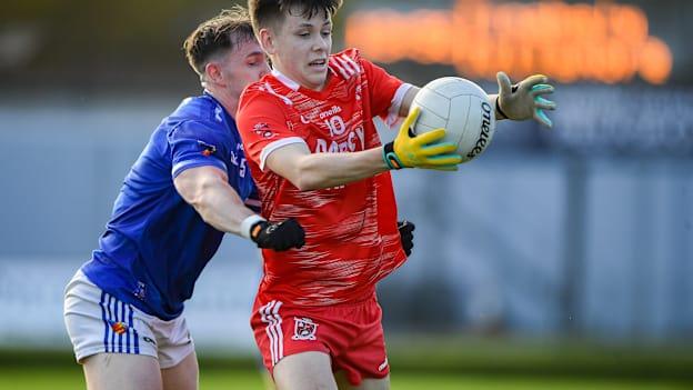 Larry Kinsella, Tinahely, and Nigel Bracken, Tullamore, in AIB Leinster Club SFC action. Photo by Matt Browne/Sportsfile